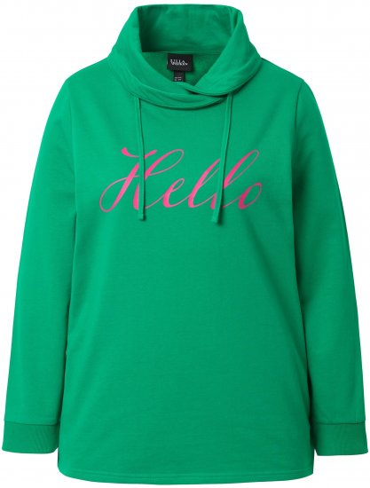 Ulla Popken HELLO Classic Fit Stand-Up Collar Sweatshirt Emerald Green - Mikiny & mikiny bez kapucne - 