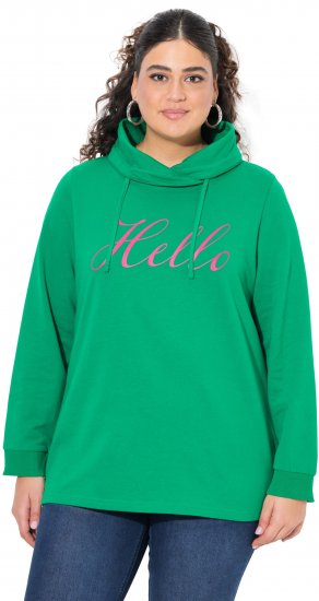 Ulla Popken HELLO Classic Fit Stand-Up Collar Sweatshirt Emerald Green - Mikiny & mikiny bez kapucne - 