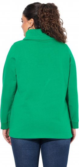 Ulla Popken HELLO Classic Fit Stand-Up Collar Sweatshirt Emerald Green - Mikiny & mikiny bez kapucne - 