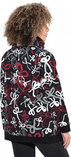 Ulla Popken Ribbon Print Turtleneck Sweatshirt Black - Mikiny & mikiny bez kapucne - 