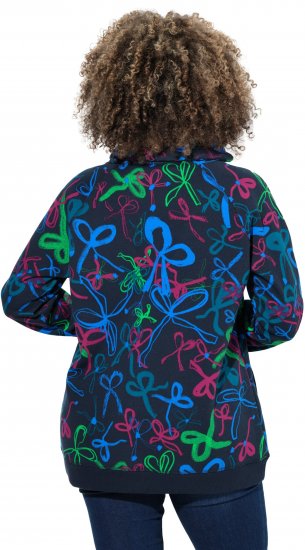 Ulla Popken Ribbon Print Turtleneck Sweatshirt Navy - Tričká - 