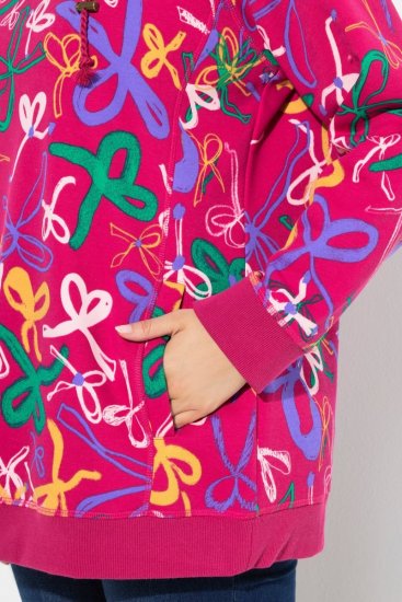 Ulla Popken Ribbon Print Turtleneck Sweatshirt Cherry Red - Mikiny & mikiny bez kapucne - Pohodlné mikiny, hoodie a pletené svetre