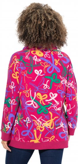 Ulla Popken Ribbon Print Turtleneck Sweatshirt Cherry Red - Mikiny & mikiny bez kapucne - 