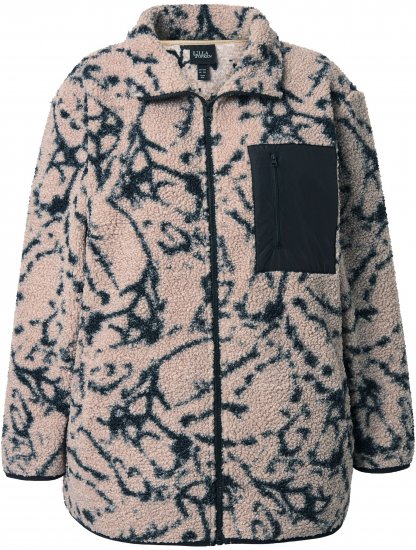 Ulla Popken Marble Print Teddy Fleece Jacket Dark Putty - Mikiny & mikiny bez kapucne - 