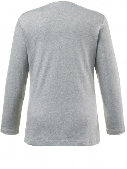Ulla Popken Basic Round Neck Long Sleeve Slim Fit Cotton Tee Light Grey Melange - Tričká - 