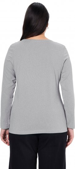 Ulla Popken Basic Round Neck Long Sleeve Slim Fit Cotton Tee Light Grey Melange - Tričká - 