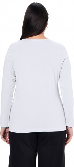 Ulla Popken Basic Round Neck Long Sleeve Slim Fit Cotton Tee Snow White - Sukne - 