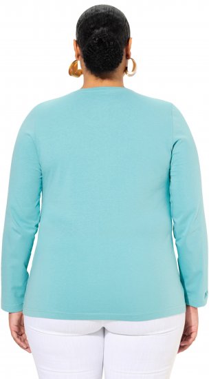 Ulla Popken Basic Round Neck Long Sleeve Slim Fit Cotton Tee Mint - Tričká - 