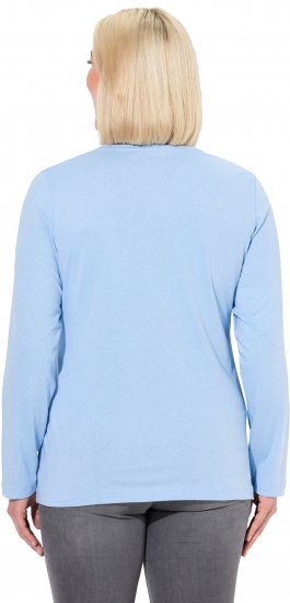 Ulla Popken Basic Round Neck Long Sleeve Slim Fit Cotton Tee Light Blue - Tričká - 