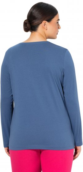 Ulla Popken Basic Round Neck Long Sleeve Slim Fit Cotton Tee Ink Blue - Tričká - 