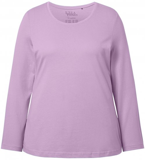 Ulla Popken Basic Round Neck Long Sleeve Slim Fit Cotton Tee Lavender - Tričká - 