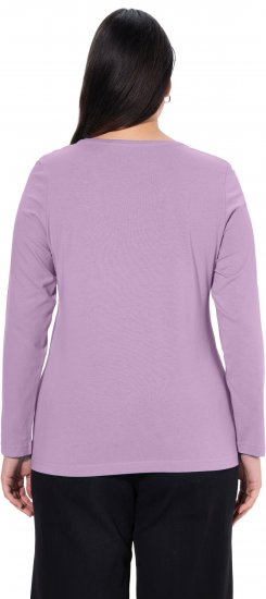 Ulla Popken Basic Round Neck Long Sleeve Slim Fit Cotton Tee Lavender - Tričká - 