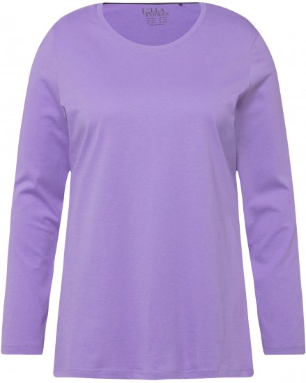 Ulla Popken Basic Round Neck Long Sleeve Slim Fit Cotton Tee Pale Lilac - Tričká - 