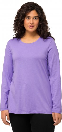 Ulla Popken Basic Round Neck Long Sleeve Slim Fit Cotton Tee Pale Lilac - Tričká - 