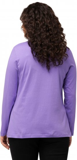 Ulla Popken Basic Round Neck Long Sleeve Slim Fit Cotton Tee Pale Lilac - Tričká - 