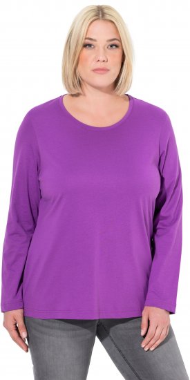 Ulla Popken Basic Round Neck Long Sleeve Slim Fit Cotton Tee Purple - Tričká - 