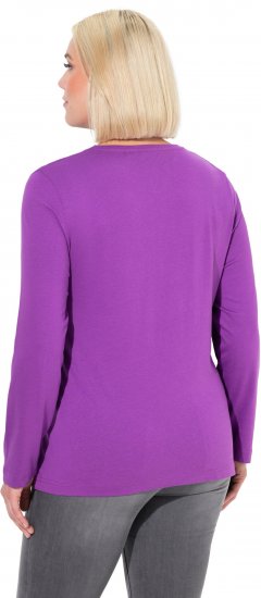 Ulla Popken Basic Round Neck Long Sleeve Slim Fit Cotton Tee Purple - Tričká - 