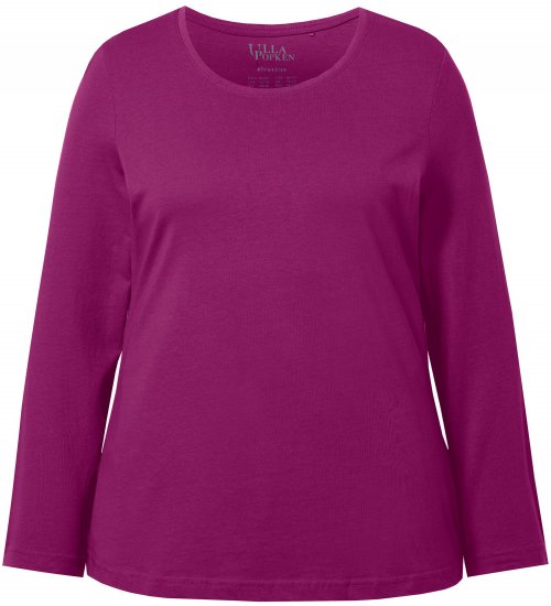 Ulla Popken Basic Round Neck Long Sleeve Slim Fit Cotton Tee Berry - Tričká - 