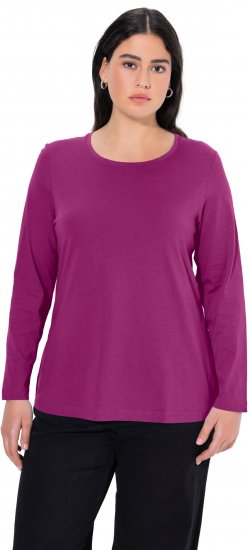 Ulla Popken Basic Round Neck Long Sleeve Slim Fit Cotton Tee Berry - Tričká - 