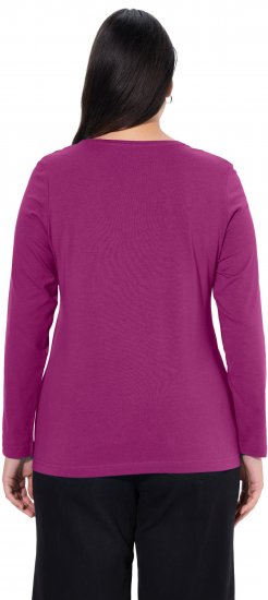Ulla Popken Basic Round Neck Long Sleeve Slim Fit Cotton Tee Berry - Tričká - 
