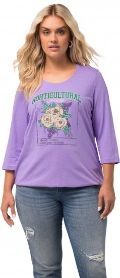 Ulla Popken Horticultural Graphic Floral Tee Pale Lilac - Potlačené tričká pre ženy - 