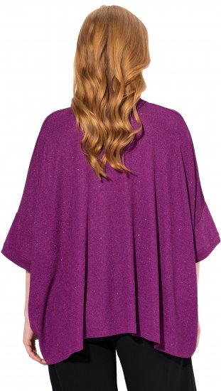 Ulla Popken Sparkling Draped Collared Tee Mulberry - Potlačené tričká pre ženy - 