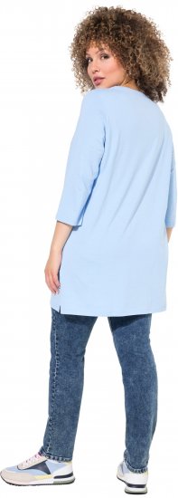 Ulla Popken Floral Motif 3/4 Sleeve Tunic Tee Light Blue - Potlačené tričká pre ženy - 