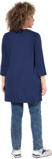 Ulla Popken Floral Motif 3/4 Sleeve Tunic Tee Ink Blue - Potlačené tričká pre ženy - 