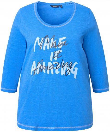 Ulla Popken Make It Amazing 3/4 Sleeve Graphic Tee Pacific Blue - Potlačené tričká pre ženy - 