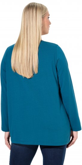 Ulla Popken Fawn Long Sleeve Graphic Tee Teal - Potlačené tričká pre ženy - 