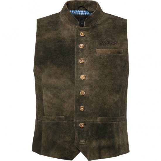jP1880 Finest Goat Suede Traditional Vest Dark Brown - Bundy - Bundy Nadmerné Veľkosti 2XL-8XL
