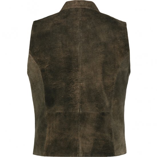 jP1880 Finest Goat Suede Traditional Vest Dark Brown - Trachten & Oktoberfest - Oktoberfest kostýmy vo veľkých veľkostiach (Trachten)