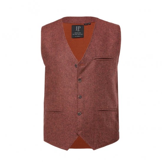 JP1880 Tweed Waistcoat Wool Brick Red - Vesty - Vesty vo veľkých veľkostiach