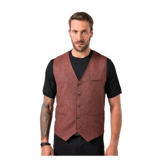 JP1880 Tweed Waistcoat Wool Brick Red - Vesty - Vesty vo veľkých veľkostiach