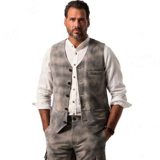 JP1880 Vest Traditional Cowhide Graphite Grey - Všetky odevy - Pánske nadrozmerné oblečenie