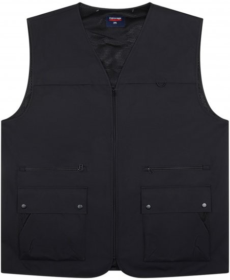 Espionage JT126 Multi Pocket Utility Gilet Black - Vesty - Vesty vo veľkých veľkostiach