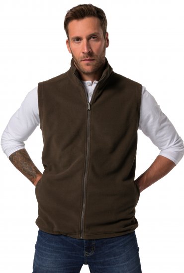 JP1880 Fleece Vest Stand-up Collar Brown - Bundy - Bundy Nadmerné Veľkosti 2XL-8XL