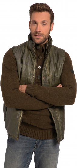 JP1880 Quilted Gilet Vintage Leather Green - Bundy - Bundy Nadmerné Veľkosti 2XL-8XL