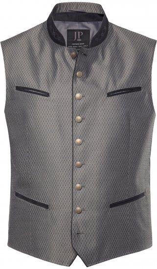 JP1880 Vest Traditional With Embroidery Silver - Trachten & Oktoberfest - Oktoberfest kostýmy vo veľkých veľkostiach (Trachten)