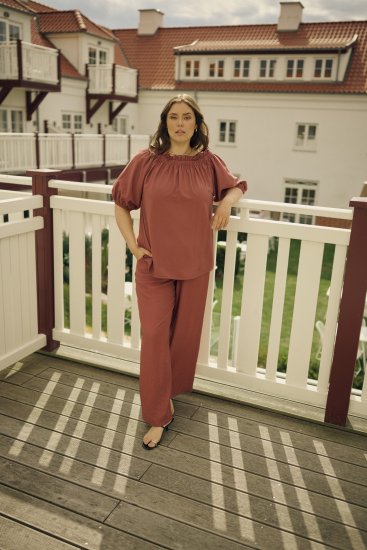 Kaffe Curve Emilia Wide Pants Henna Brown - Nohavice - 