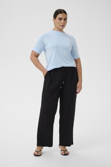 Kaffe Curve Mille Wide Pants Black Deep - Látkové nohavice - 