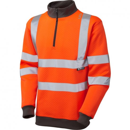 Leo Brynsworthy Ecoviz 1/4 Zip Sweatshirt Hi-Vis Orange - Pracovné odevy - Pracovné Odevy 3XL-6XL