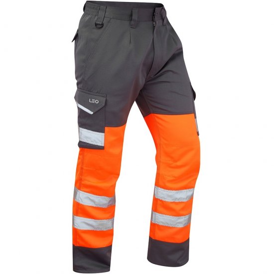 Leo Bideford Ecoviz Poly/Cotton Cargo Trouser Hi-Vis Orange/Grey - Pracovné odevy - Pracovné Odevy 3XL-6XL