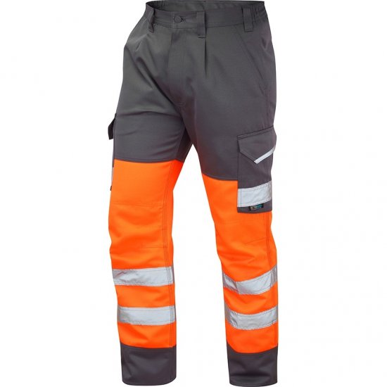 Leo Bideford Ecoviz Poly/Cotton Cargo Trouser Hi-Vis Orange/Grey - Pracovné odevy - Pracovné Odevy 3XL-6XL