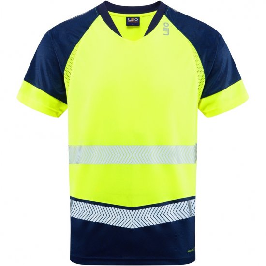 Leo Forda Ecoviz Performance+ Dual Colour T-Shirt Hi-Vis Yellow/Navy Print - Pracovné odevy - Pracovné Odevy 3XL-6XL