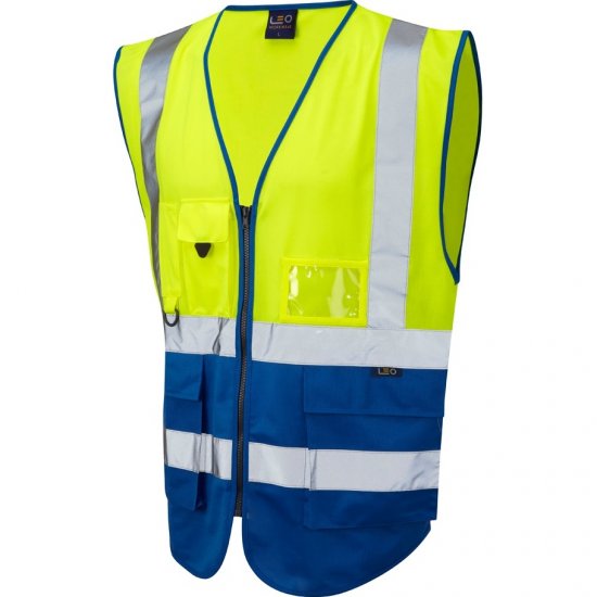 Leo Lynton Ecoviz Superior Waistcoat Hi-Vis Yellow/Royal Blue - Pracovné odevy - Pracovné Odevy 3XL-6XL