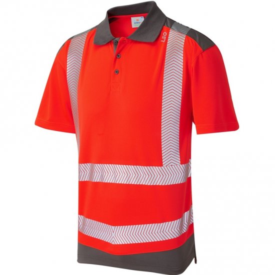 Leo Peppercombe Ecoviz Performance+ Dual Colour Polo Shirt Hi-Vis Red/Grey - Pracovné odevy - Pracovné Odevy 3XL-6XL
