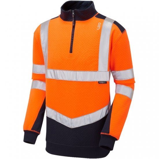 Leo Tapeley Ecoviz Dual Colour 1/4 Zip Sweatshirt Hi-Vis Orange/Navy - Pracovné Odevy - Pracovné Odevy 3XL-6XL