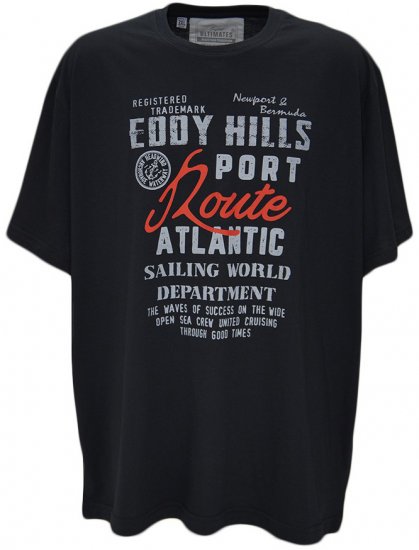EDDY HILLS Atlantic T-shirt Black - Tričká - Nadrozmerné tričká - 2XL-14XL