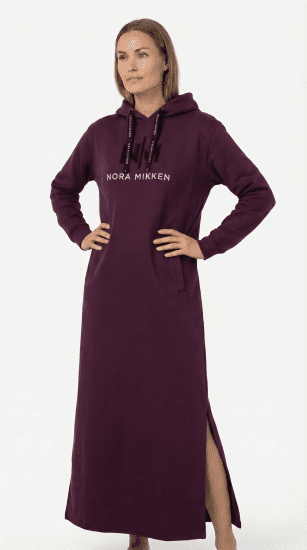 Nora Mikken MARI Maxi Hoodie Dress Mauve Wine - DÁMSKE OBLEČENIE XS-XXL - 